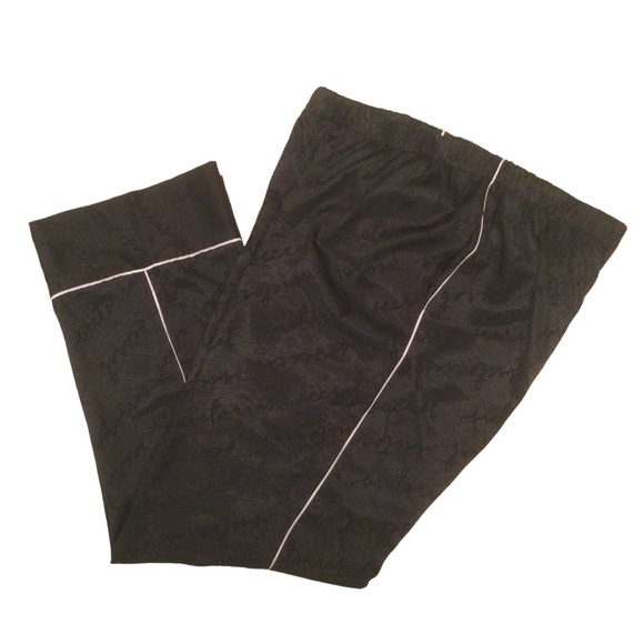 Victoria’s Secret Black Satin With Pink Trim Lounge Sleep Pants Size Large - Picture 4 of 12